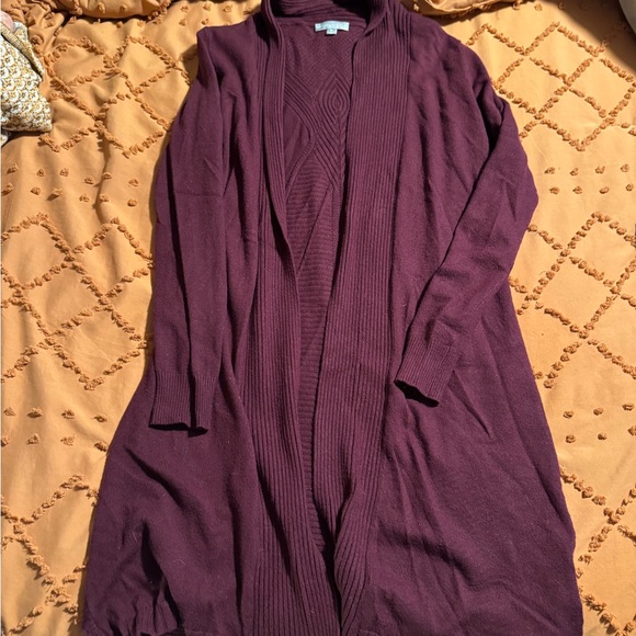 Women's Burgundy Open Front Cardigan - Picture 2 of 3